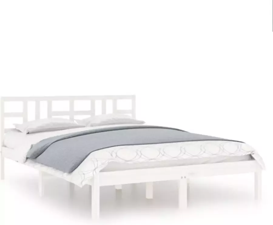 VidaXL -Bedframe-massief-hout-wit-120x190-cm-4FT-Small-Double