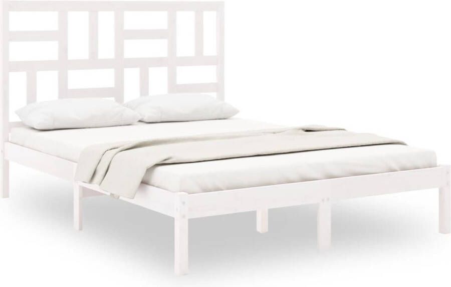 VidaXL -Bedframe-massief-hout-wit-120x190-cm-4FT-Small-Double