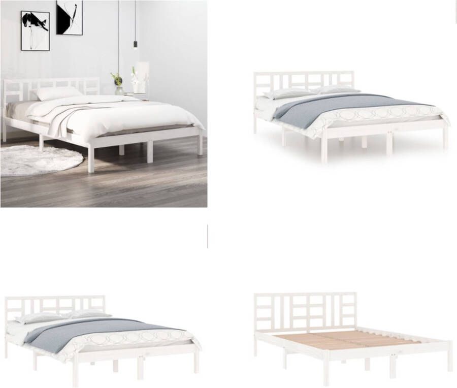 VidaXL Bedframe massief hout wit 120x200 cm Bedframe Bedframes Tweepersoonsbed Bed