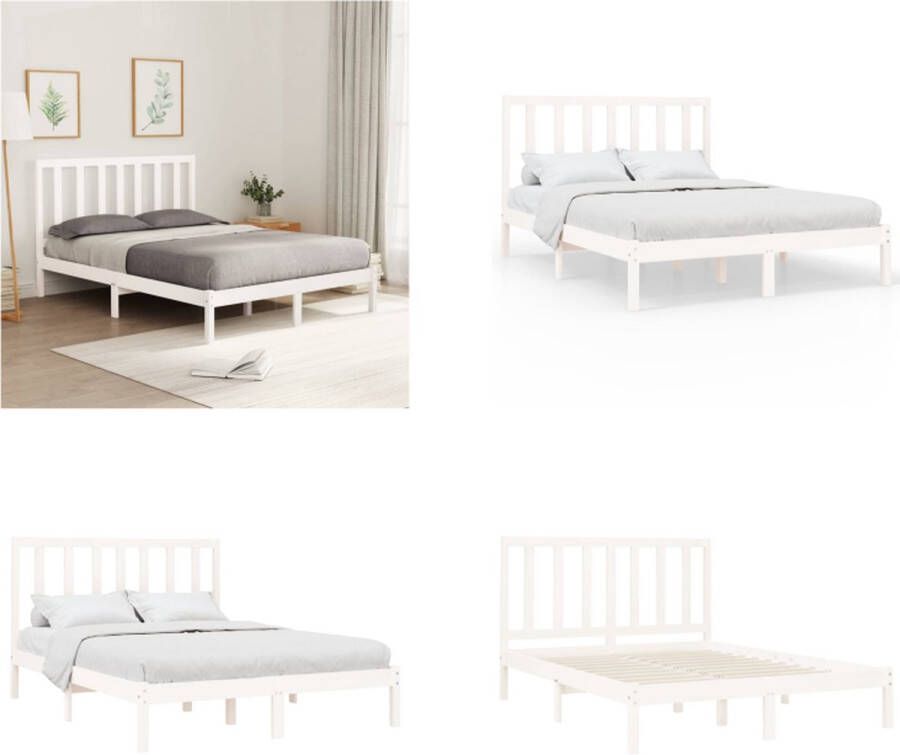 VidaXL Bedframe massief hout wit 120x200 cm Bedframe Bedframes Tweepersoonsbed Bed