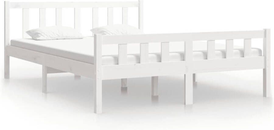 VidaXL -Bedframe-massief-hout-wit-135x190-cm-4FT6-Double - Foto 11