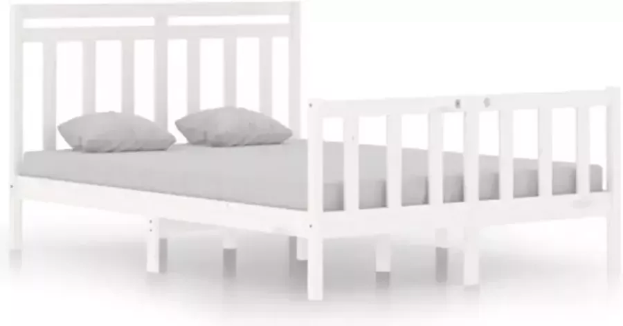 VidaXL -Bedframe-massief-hout-wit-135x190-cm-4FT6-Double - Foto 4