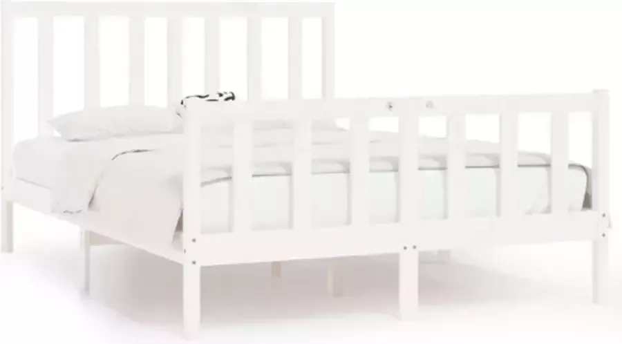 VidaXL Bedframe massief hout wit 135x190 cm 4FT6 Double - Foto 2