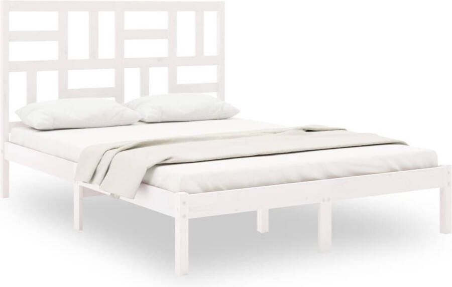 VidaXL -Bedframe-massief-hout-wit-140x190-cm - Foto 5