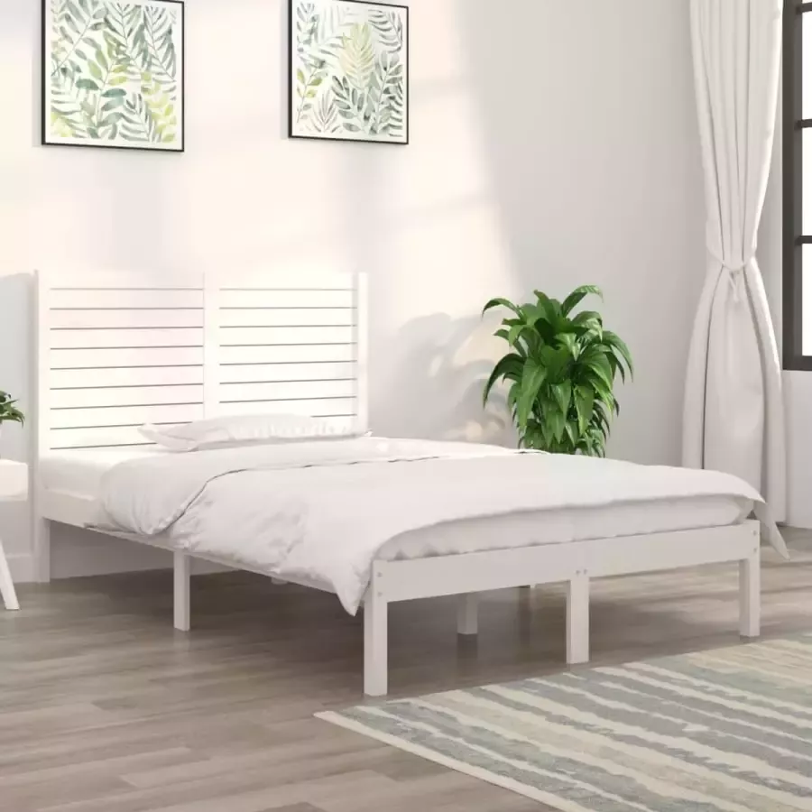 VidaXL -Bedframe-massief-hout-wit-140x190-cm - Foto 1