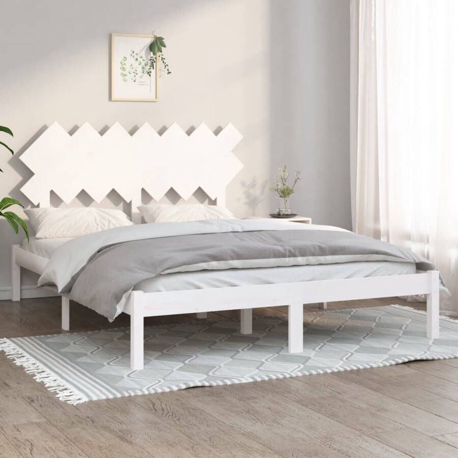 VidaXL -Bedframe-massief-hout-wit-140x200-cm