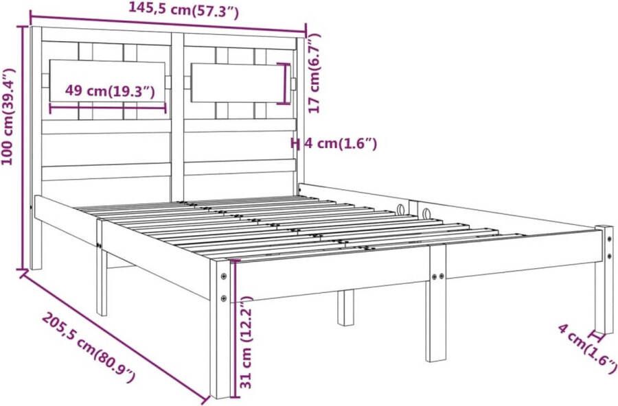 VidaXL -Bedframe-massief-hout-wit-140x200-cm - Foto 3