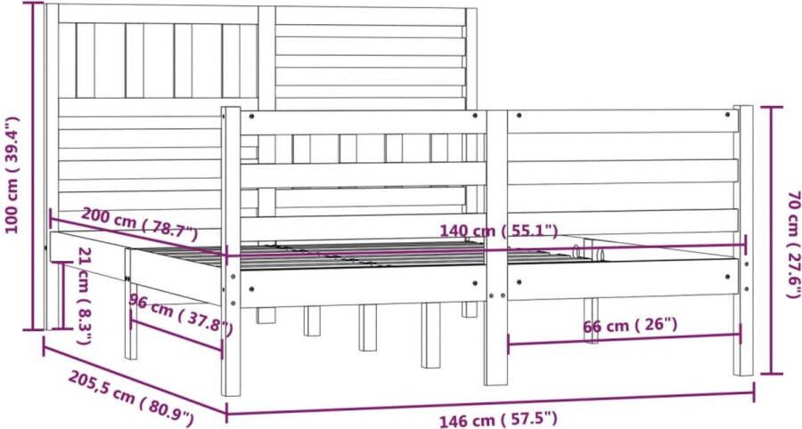 VidaXL -Bedframe-massief-hout-wit-140x200-cm - Foto 2