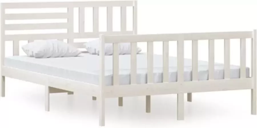 VidaXL -Bedframe-massief-hout-wit-140x200-cm - Foto 4