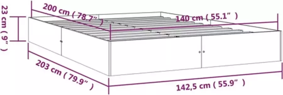 VidaXL -Bedframe-massief-hout-wit-140x200-cm - Foto 3