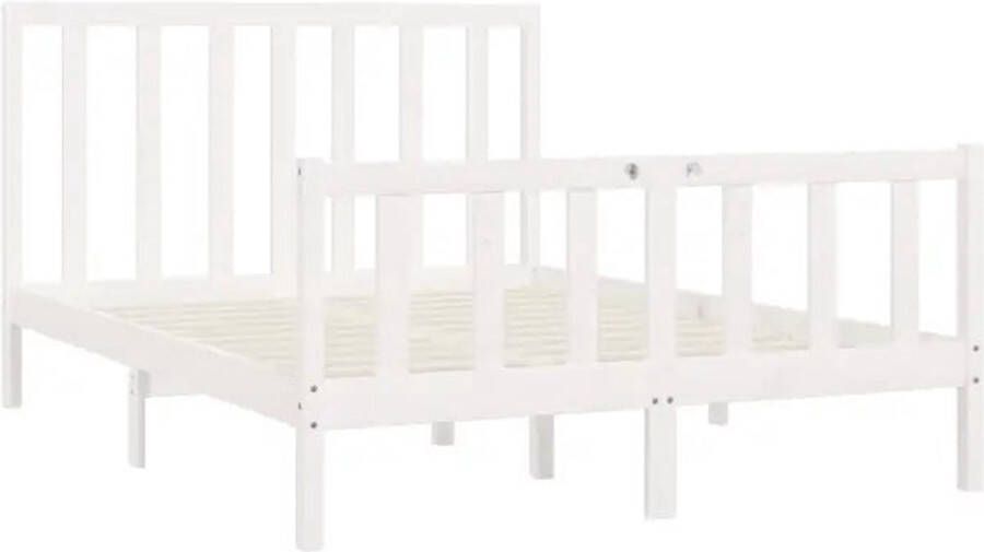 VidaXL -Bedframe-massief-hout-wit-140x200-cm - Foto 3