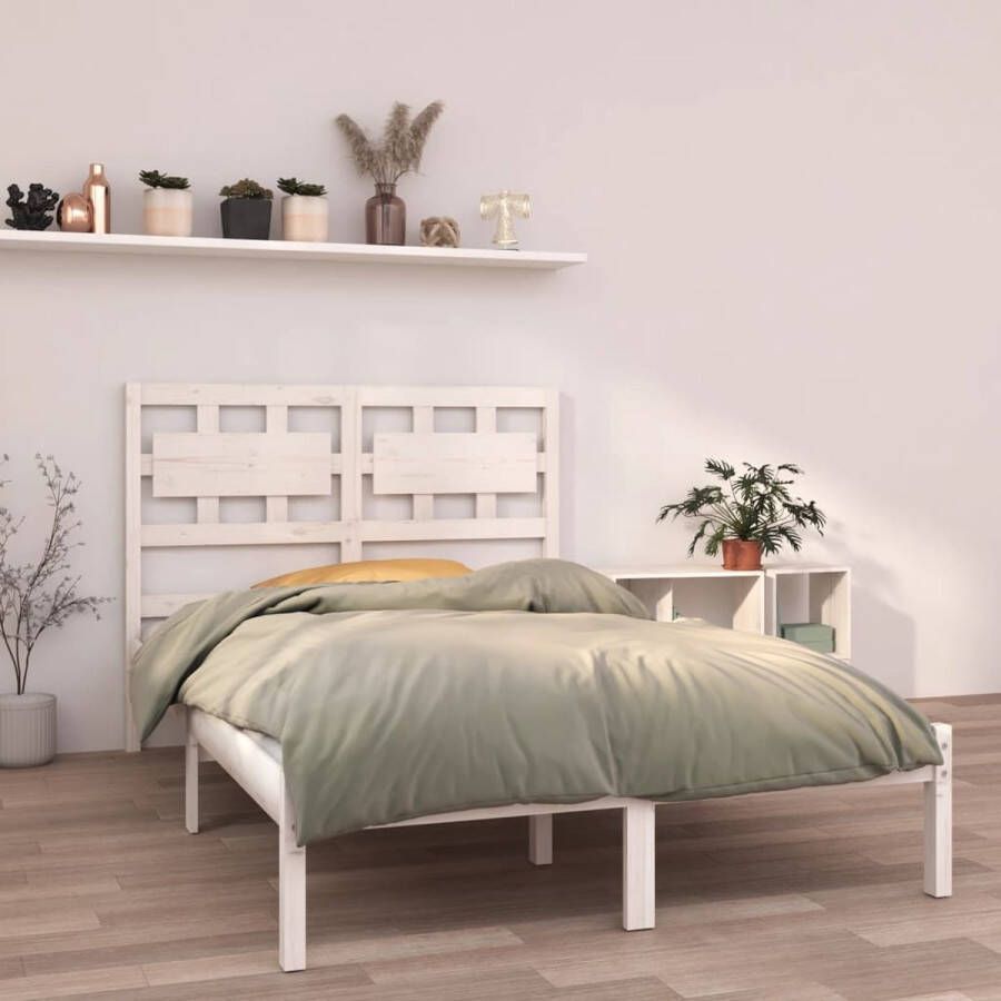 VidaXL -Bedframe-massief-hout-wit-140x200-cm