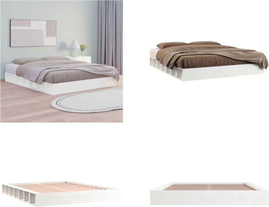 VidaXL Bedframe massief hout wit 140x200 cm Bedframe Bedframes Bed Bedbodem