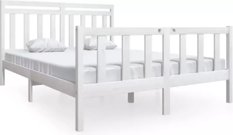 VidaXL -Bedframe-massief-hout-wit-150x200-cm-5FT-King-Size - Foto 2