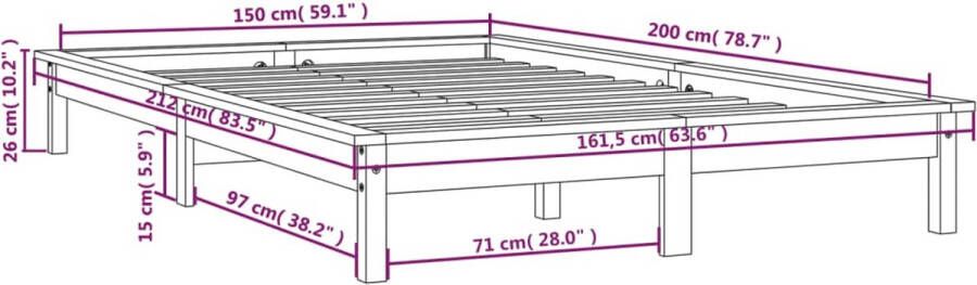 VidaXL -Bedframe-massief-hout-wit-150x200-cm-5FT-King-Size - Foto 3