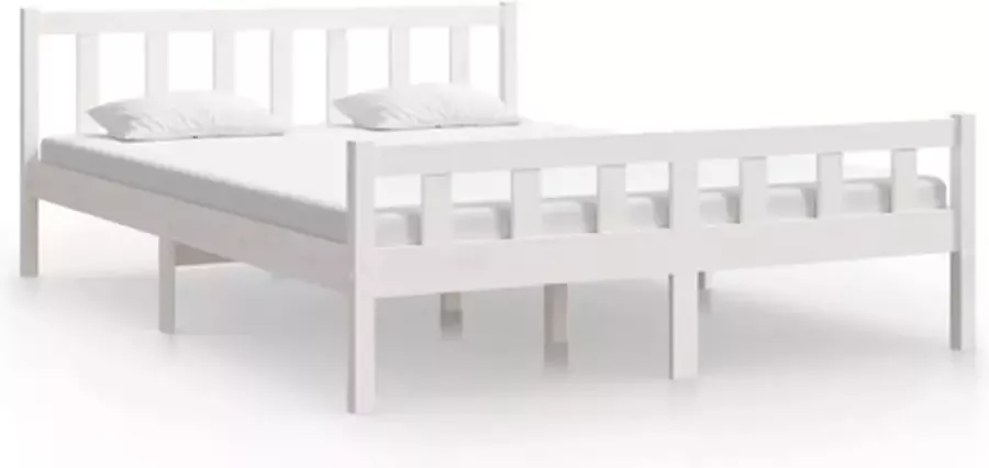 VidaXL -Bedframe-massief-hout-wit-150x200-cm-5FT-King-Size - Foto 2