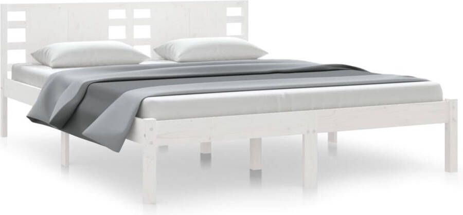 VidaXL -Bedframe-massief-hout-wit-150x200-cm-5FT-King-Size - Foto 3