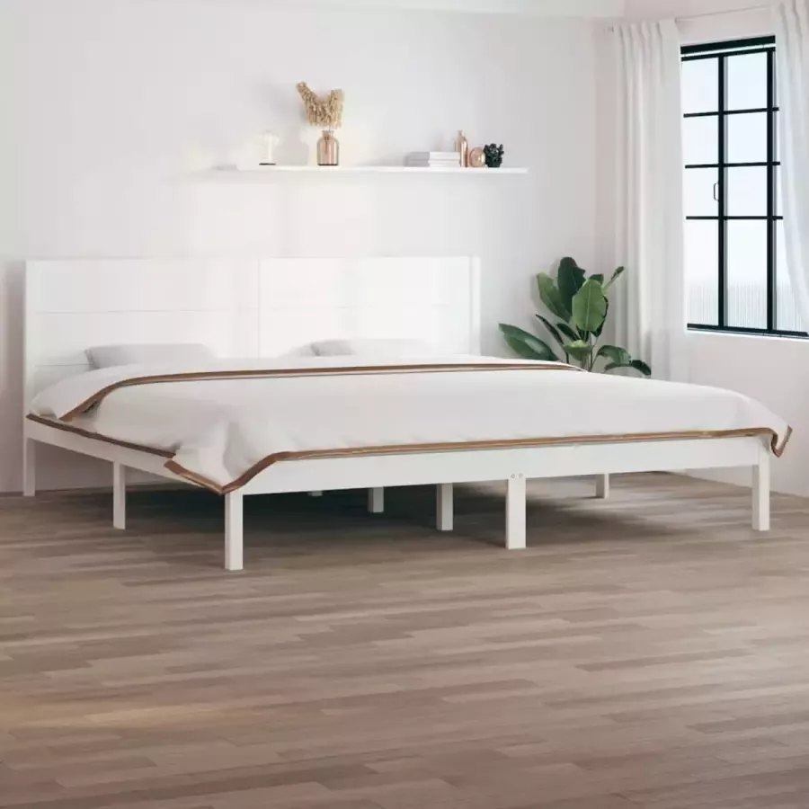 VidaXL -Bedframe-massief-hout-wit-180x200-cm-6FT-Super-King - Foto 2