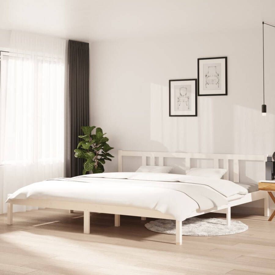 VidaXL -Bedframe-massief-hout-wit-200x200-cm - Foto 1