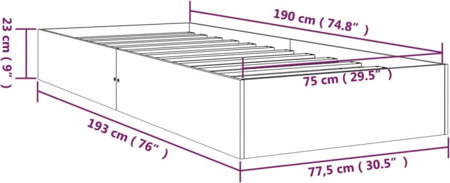 VidaXL -Bedframe-massief-hout-wit-75x190-cm-2FT6-Small-Single