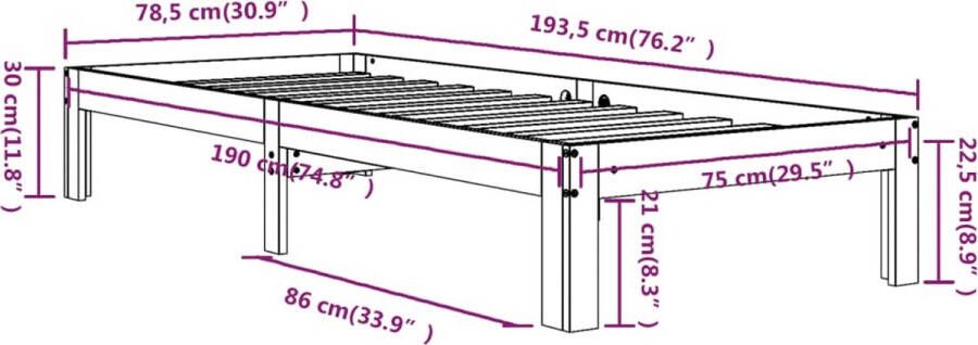 VidaXL -Bedframe-massief-hout-wit-75x190-cm-2FT6-small-single