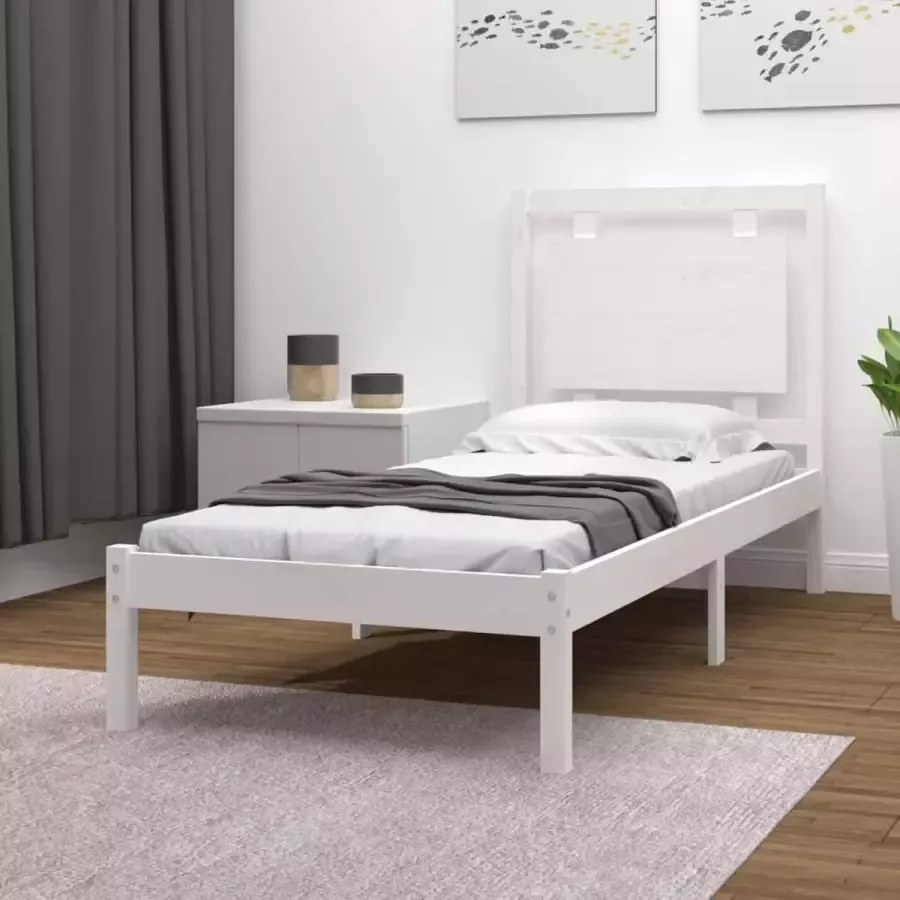 VidaXL -Bedframe-massief-hout-wit-90x190-cm-3FT-Single - Foto 1