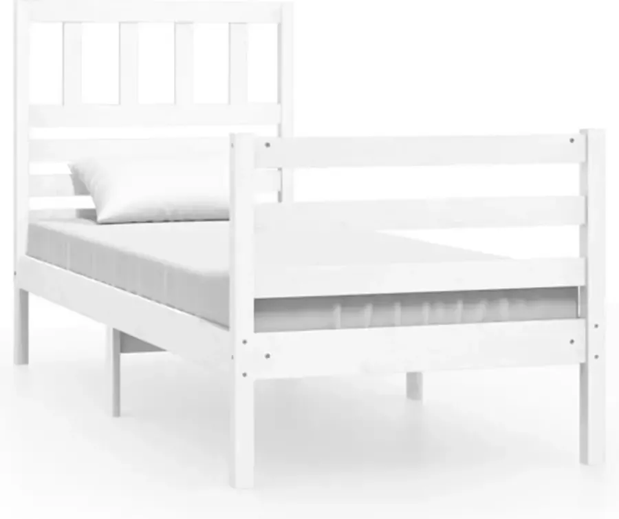 VidaXL -Bedframe-massief-hout-wit-90x200-cm - Foto 3