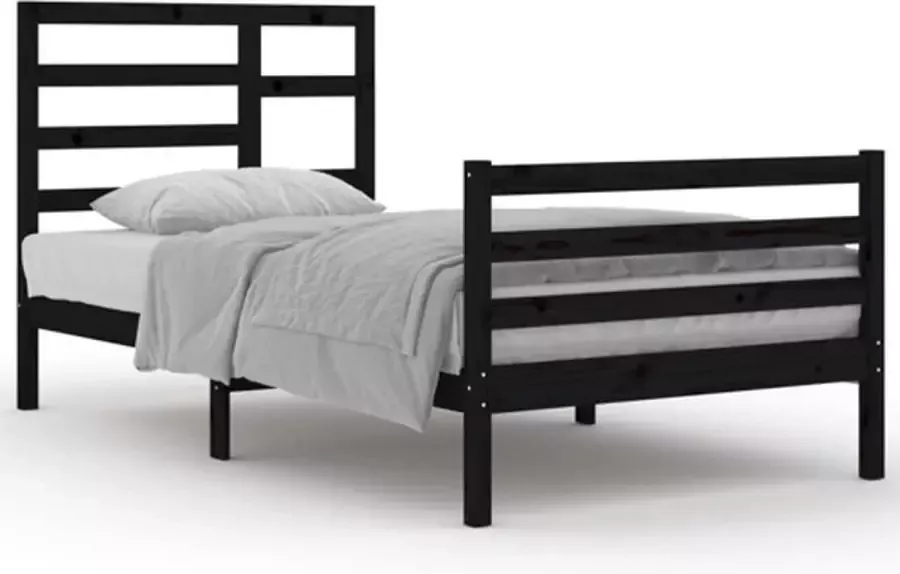 VidaXL -Bedframe-massief-hout-zwart-100x200-cm - Foto 2