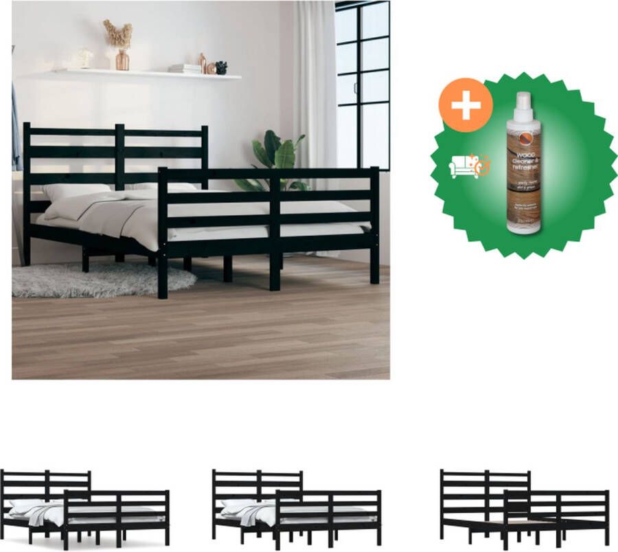 VidaXL Bedframe massief hout zwart 100x200 cm Bedframe Bedframes Eenpersoonsbed Bed