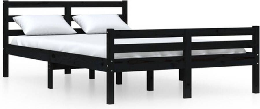 VidaXL -Bedframe-massief-hout-zwart-120x190-cm-4FT-Small-Double