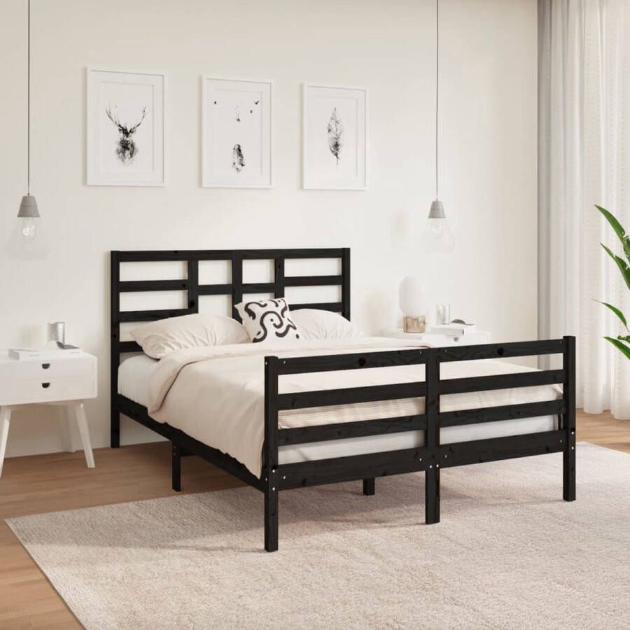 VidaXL -Bedframe-massief-hout-zwart-120x190-cm-4FT-Small-Double - Foto 5