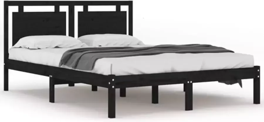 VidaXL -Bedframe-massief-hout-zwart-120x190-cm-4FT-Small-Double - Foto 2
