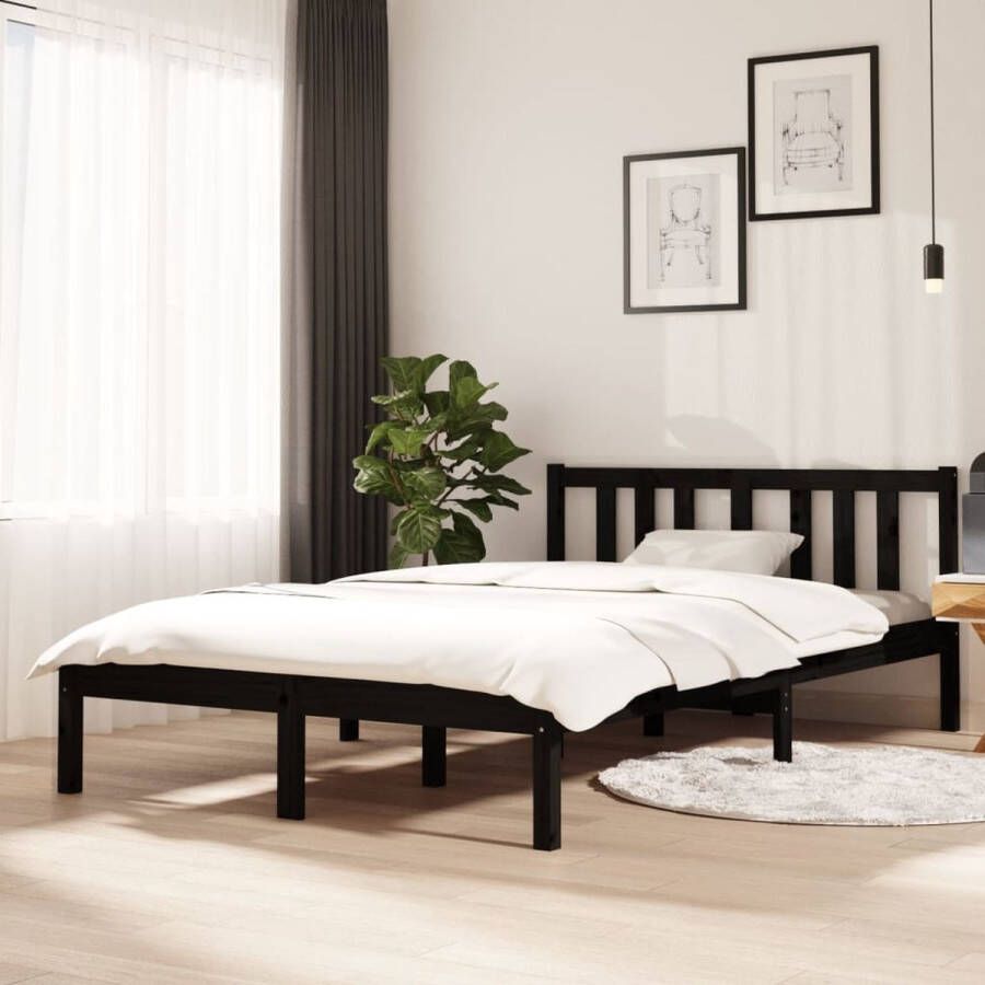 VidaXL -Bedframe-massief-hout-zwart-120x200-cm - Foto 2