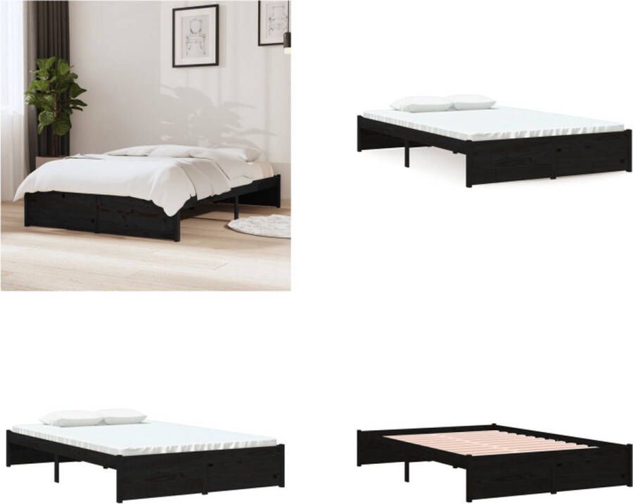 VidaXL Bedframe massief hout zwart 120x200 cm Bedframe Bedframes Bed Bedbodem