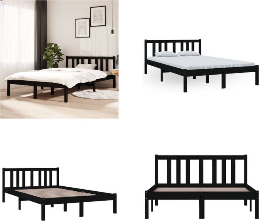 VidaXL Bedframe massief hout zwart 120x200 cm Bedframe Bedframes Bed Bedbodem - Foto 2