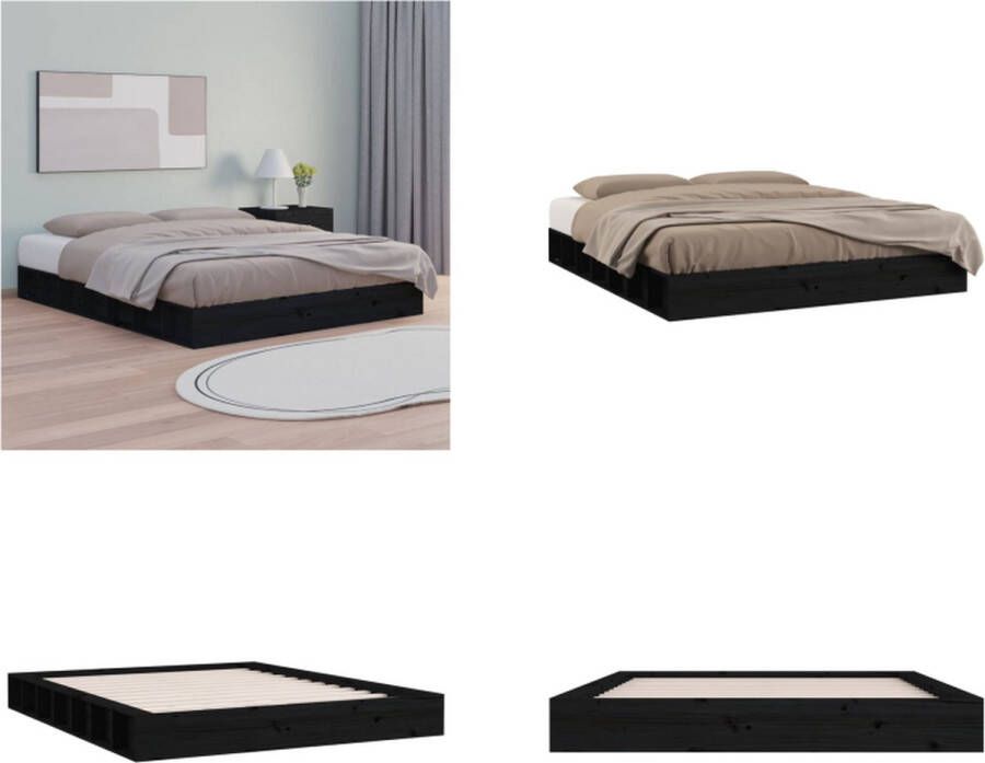 VidaXL Bedframe massief hout zwart 120x200 cm Bedframe Bedframes Bed Bedbodem