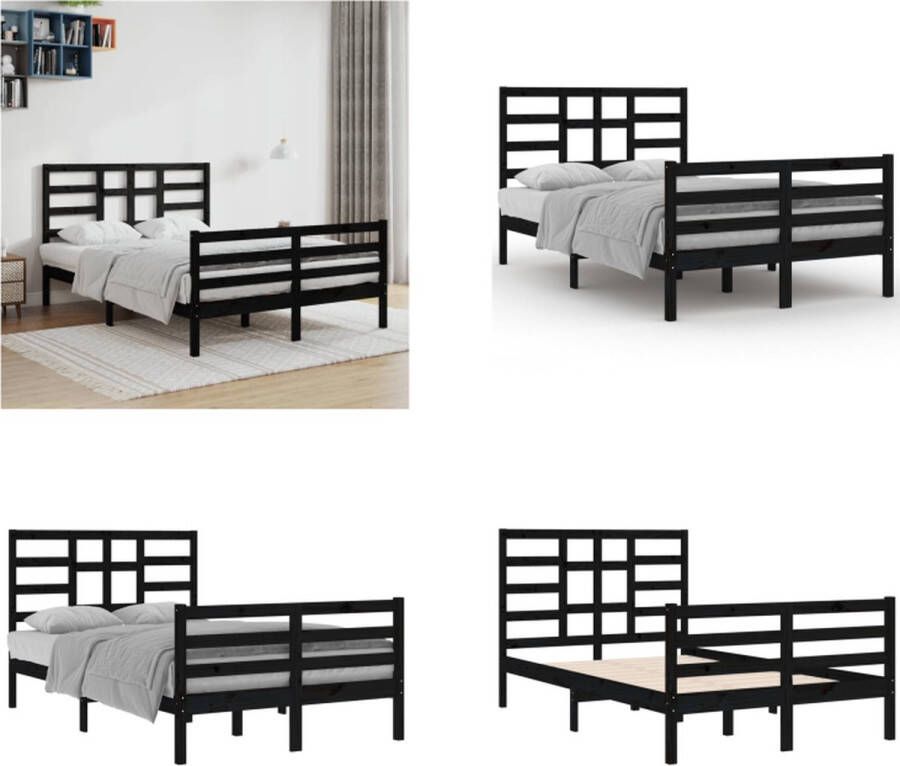 VidaXL Bedframe massief hout zwart 120x200 cm Bedframe Bedframes Bed Bedbodem