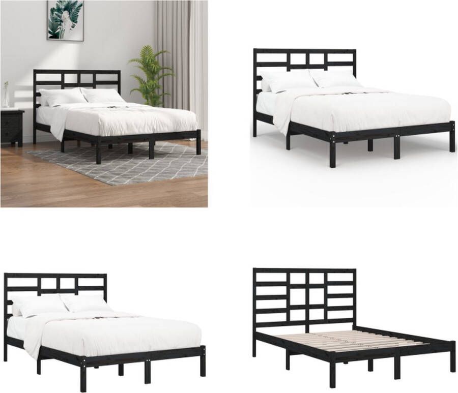 VidaXL Bedframe massief hout zwart 120x200 cm Bedframe Bedframes Bed Bedbodem