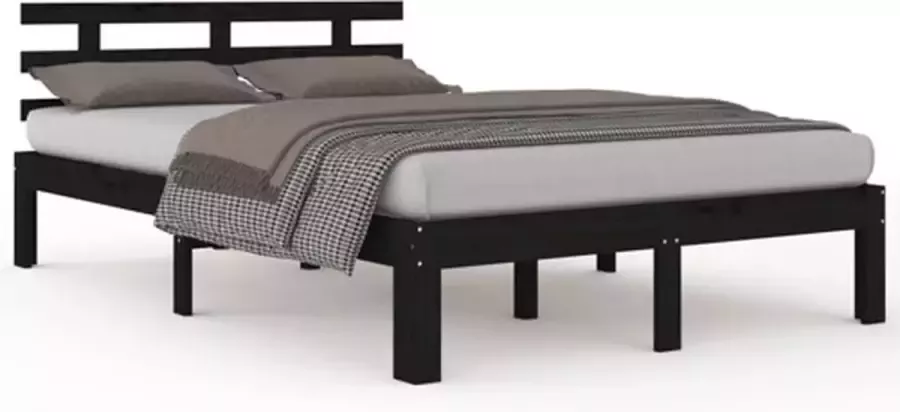 VidaXL -Bedframe-massief-hout-zwart-135x190-cm-4FT6-Double - Foto 2