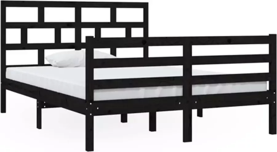 VidaXL -Bedframe-massief-hout-zwart-135x190-cm-4FT6-Double - Foto 3