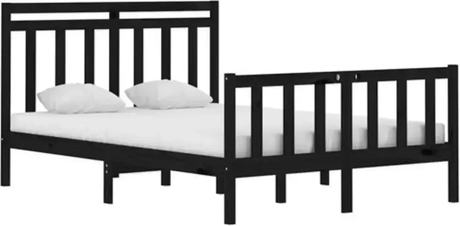 VidaXL -Bedframe-massief-hout-zwart-135x190-cm-4FT6-Double - Foto 5