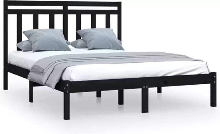 VidaXL -Bedframe-massief-hout-zwart-135x190-cm-4FT6-Double - Foto 2