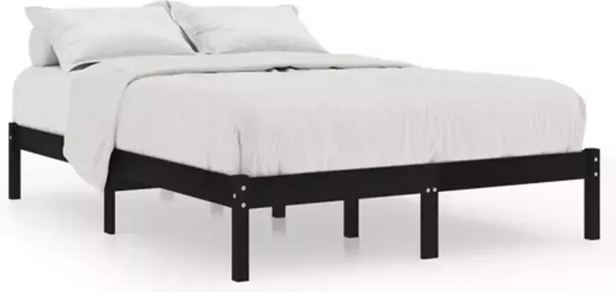 VidaXL -Bedframe-massief-hout-zwart-135x190-cm-4FT6-Double - Foto 2