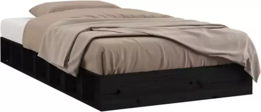 VidaXL -Bedframe-massief-hout-zwart-135x190-cm-4FT6-Double - Foto 2