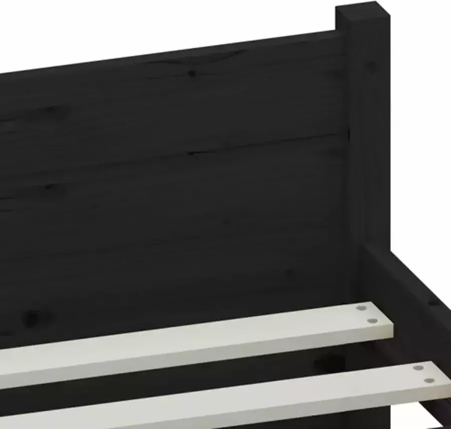 VidaXL -Bedframe-massief-hout-zwart-135x190-cm-4FT6-Double - Foto 6