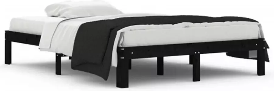 VidaXL -Bedframe-massief-hout-zwart-135x190-cm-4FT6-double - Foto 3