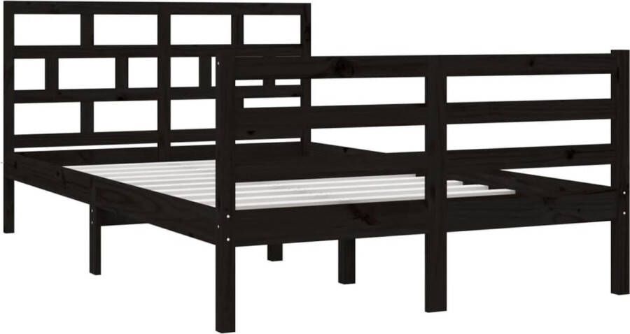 VidaXL -Bedframe-massief-hout-zwart-135x190-cm-4FT6-Double - Foto 2
