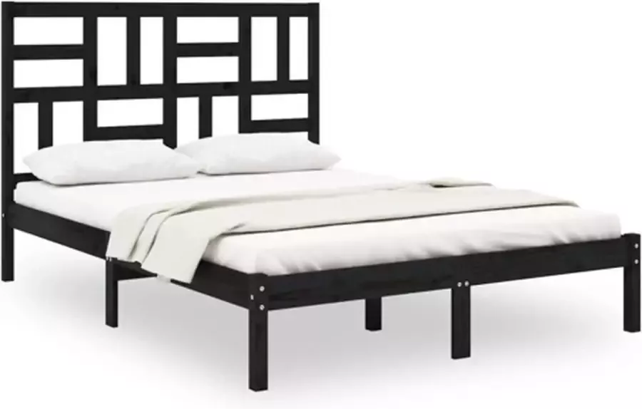 VIDAXL Bedframe massief hout zwart 140x190 cm - Foto 2