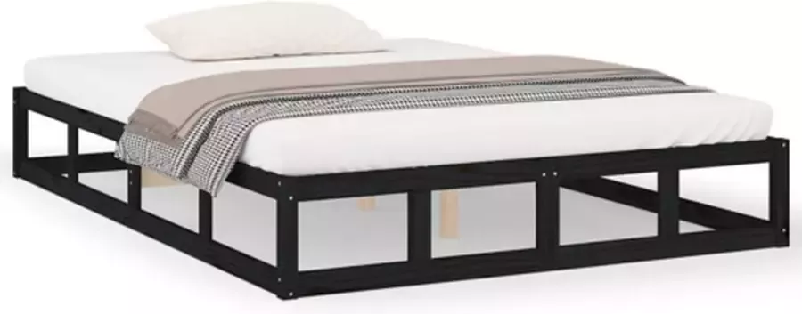 VidaXL -Bedframe-massief-hout-zwart-140x190-cm - Foto 3