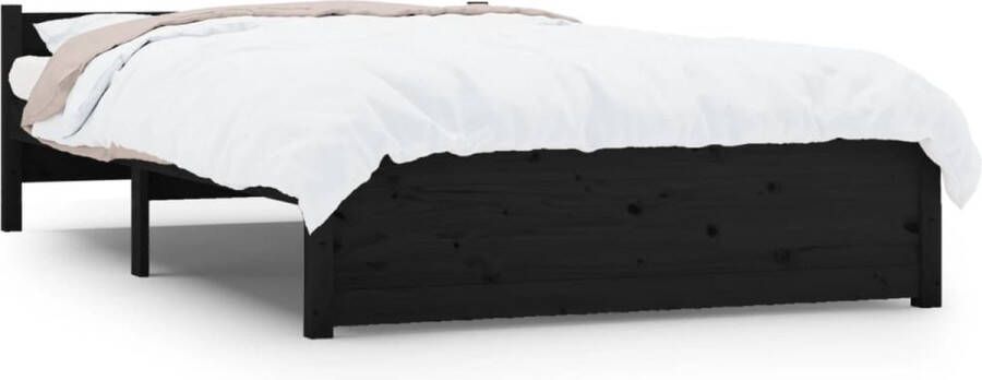VidaXL -Bedframe-massief-hout-zwart-140x200-cm